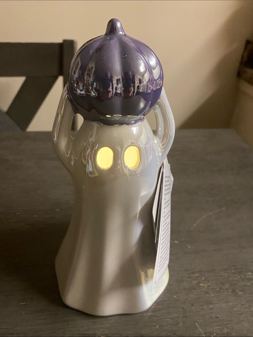 LED Lighted Ceramic Ghost Figurine